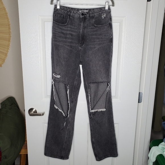 Pacsun Washed Black High Rise Distressed Ripped 90s Boyfriend Jeans - Picture 4 of 11